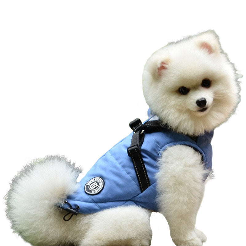 Dog Vest Harness for Winter Windproof Fleece Lined Warm Puppy Jacket-LightBlue