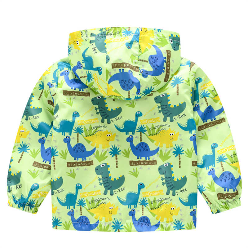 Toddler Boys Girls Cartoon Print Zip Jacket Hooded Trench Kids Casual Coats-2