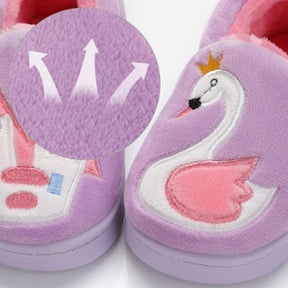 Boys Girls Warm Slippers Cartoon Kids Winter Indoor Household Shoes-Purple