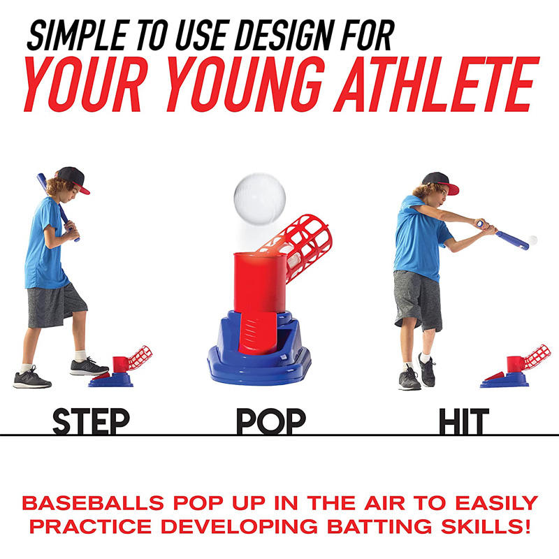 Kids Baseball Pitching Machine with Youth Bat and 3 Plastic Baseballs