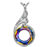 Womens Colorful Phoenix Pendant Necklace-Purple Yellow