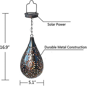 Hanging Solar Lights Outdoor Garden Waterproof Energy Saving LED Water Droplets Decorative Metal Light