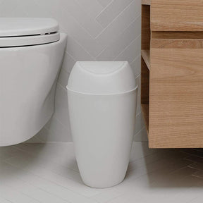2.4 Gallon Plastic Trash Can with Swing - White