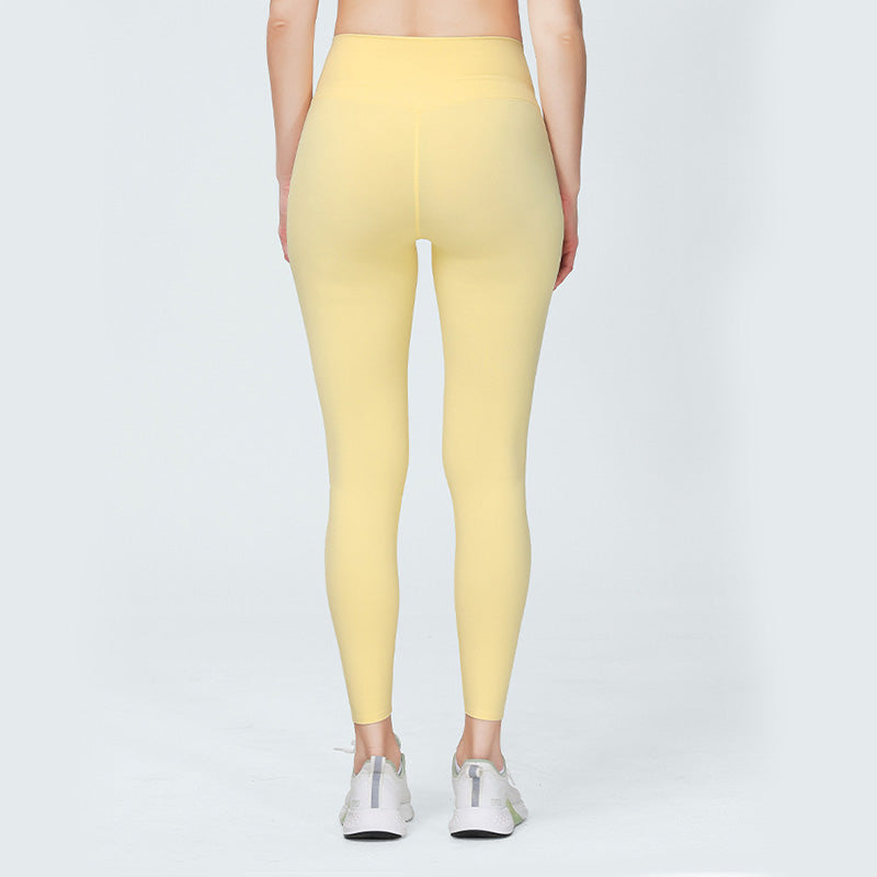 Womens Yoga Pants Breathable Naked Feeling Fitness Leggings-Yellow