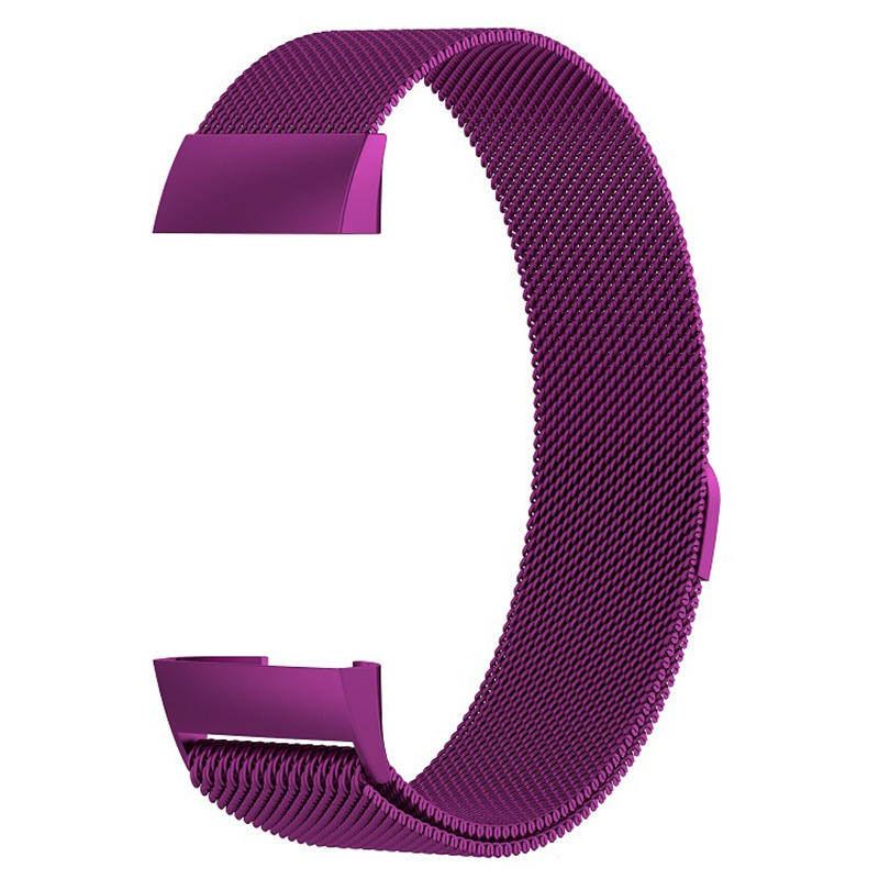 For Fitbit Charge 3 Wristband Milanese Replacement Stainless Steel Watch Band-Purple