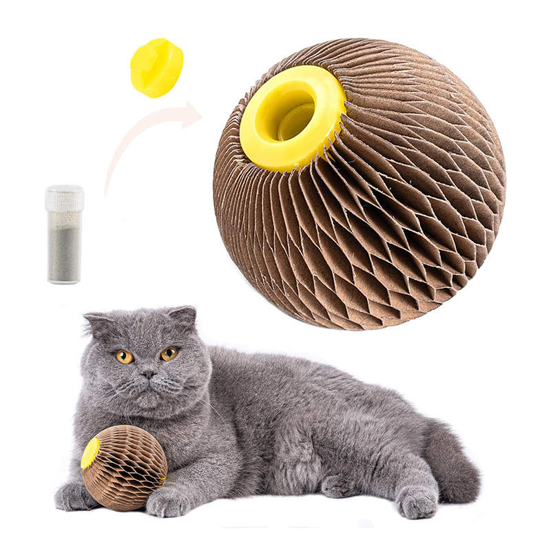 Cardboard Scratching Ball Catnip Pet Cat Toys-Round Shape