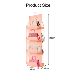 2 Pcs Hanging Purse Organizer 8 Easy Access Pockets for Wardrobe-Pink