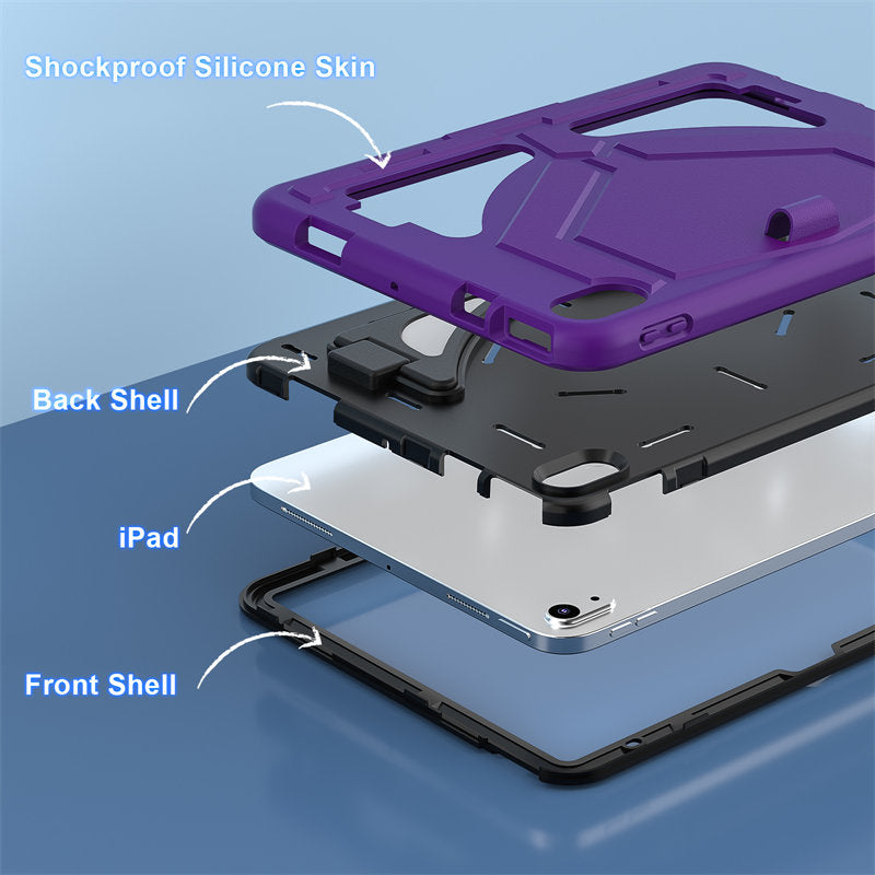 Kids Case Heavy Duty Shockproof with Kickstand for iPad 10th 2022-PurpleBlack