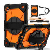 Rugged Tablet Case with Stand and Shoulder Strap for Samsung Galaxy A9-BlackOrange