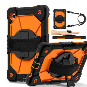 Rugged Tablet Case with Stand and Shoulder Strap for Samsung Galaxy A9-BlackOrange