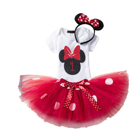 1 Year Old Baby Girls Mickey Birthday Outfits Tutu Skirt and T-Shirt-176Red