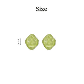 Cute Irregular Marble Resin Stud Earrings-Green