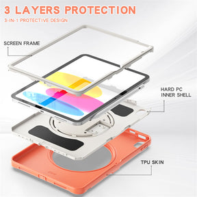 Tablet Case For iPad 10th with 360¡ã Kickstand/Hand Strap Shockproof-Orange
