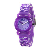 Girls Silicone Camouflage Watches 3D Cartoon Military Watches-Purple