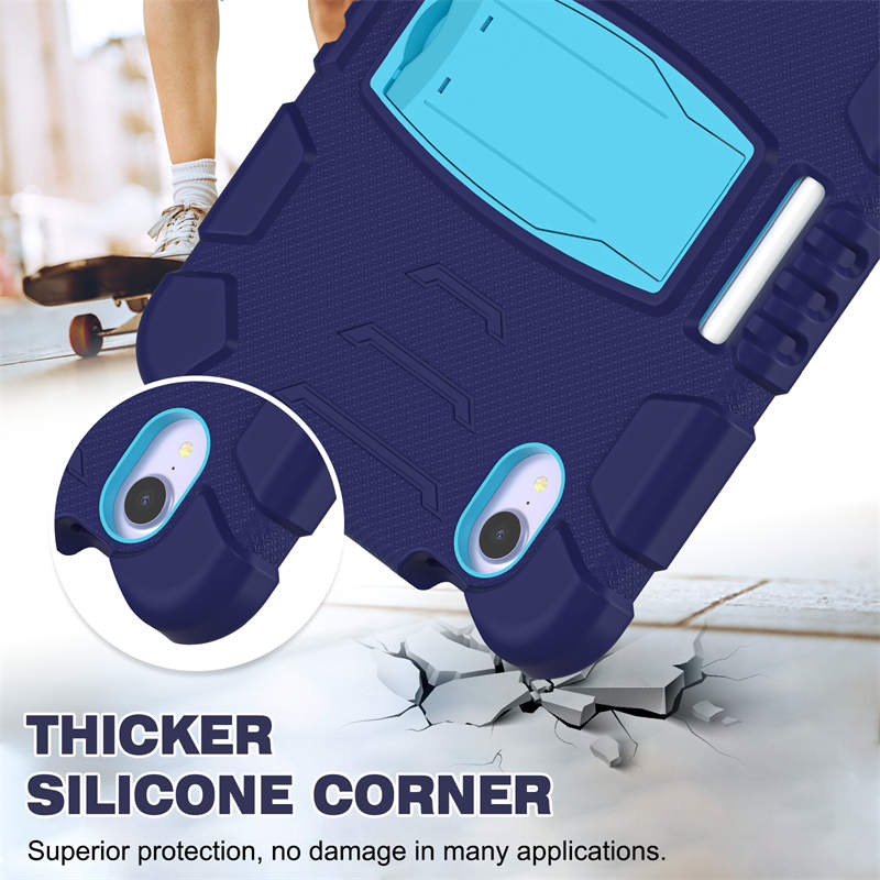 KingKong iPad Case For iPad Mini 6 Three-Layer Hybrid Protective Case With Holder-NavyBlue