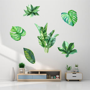 Removable 3D Nordic Green Plants Fresh Leaves Wall Stickers Home Art Decor