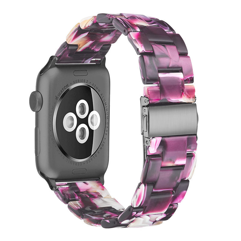 Fashion Resin iWatch Band with Stainless Steel Buckle for iWatch Series SE/6/5/4/3/2/1-FlashPurple