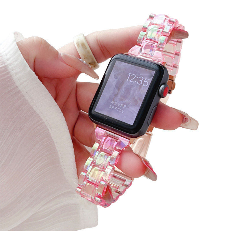 Slim Bracelet Strap Fashion Acrylic Folding Clasp for Apple Watch-6