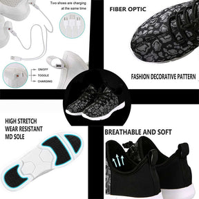 LED Fiber Optic Shoes Light up Sneakers for Women Men-Black