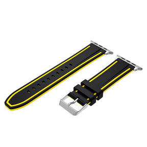 Rubber Sport Watch Bands for iWatch Series 6/SE/5/4/3/2/1 Bicolor Strap-BlackYellow