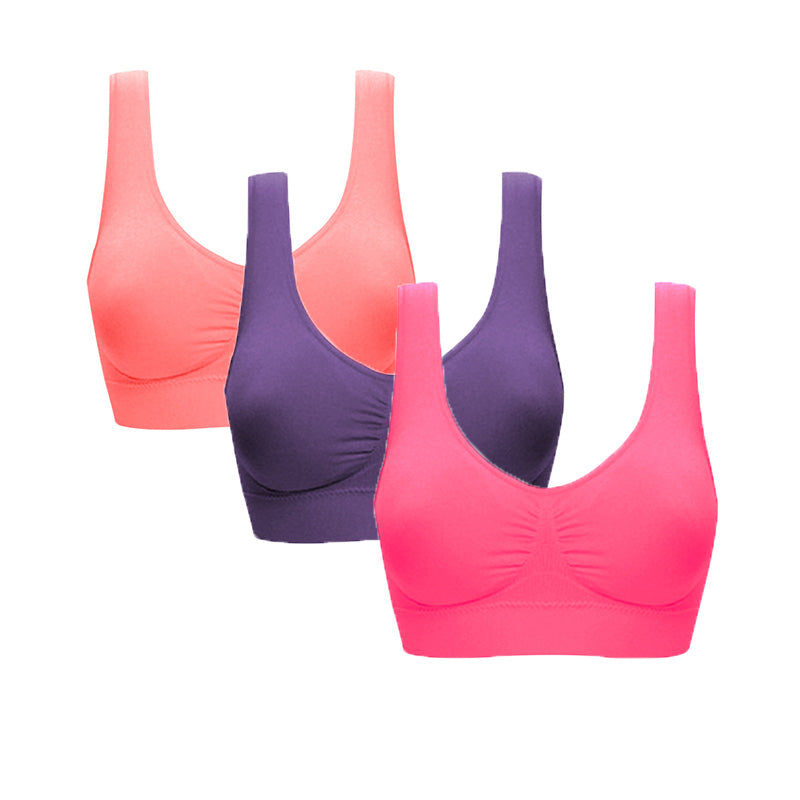 3 Pcs Seamless Sports Bras with Removable Pads Yoga Vest-Set6