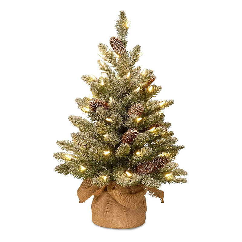 Artificial Mini Christmas Tree with LED Light and Cloth Bag Base