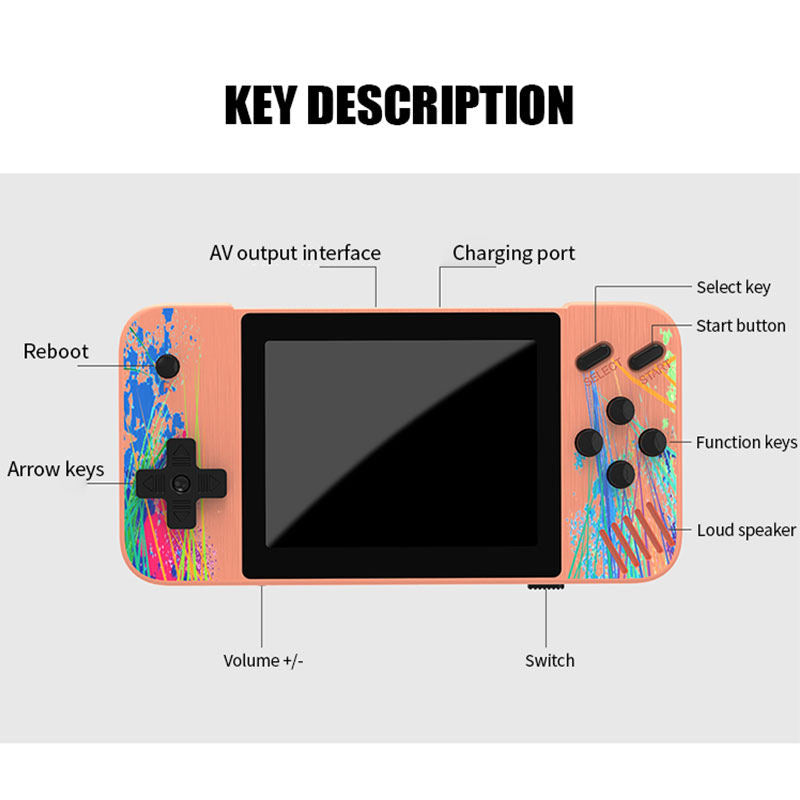 3.5inch Screen Retro Handheld Game Console 800 Classic FC Games Support to TV Output-Green