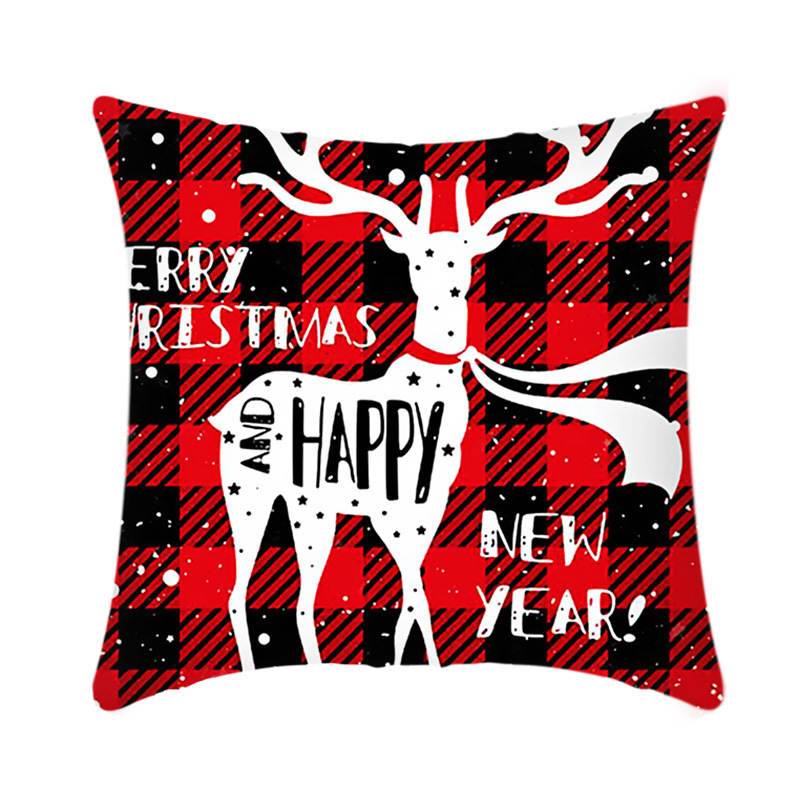 4Pcs 18x18 inch Christmas Throw Pillow Covers Square Cushion Cover for Sofa Decorative-E