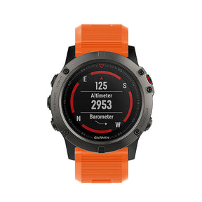 26mm Strap For Garmin Fenix 5X/5X Plus/3/3 HR/6X/6X Pro Watchband Quick Release Easy Fit Silicone Bands Silver Buckle-Orange