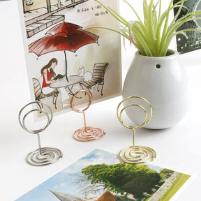 20 Pieces Mini Place Card Holders Table Number Stand Table Card Holder Wire Table Picture Photo Holder-Rose Gold-ring Shaped