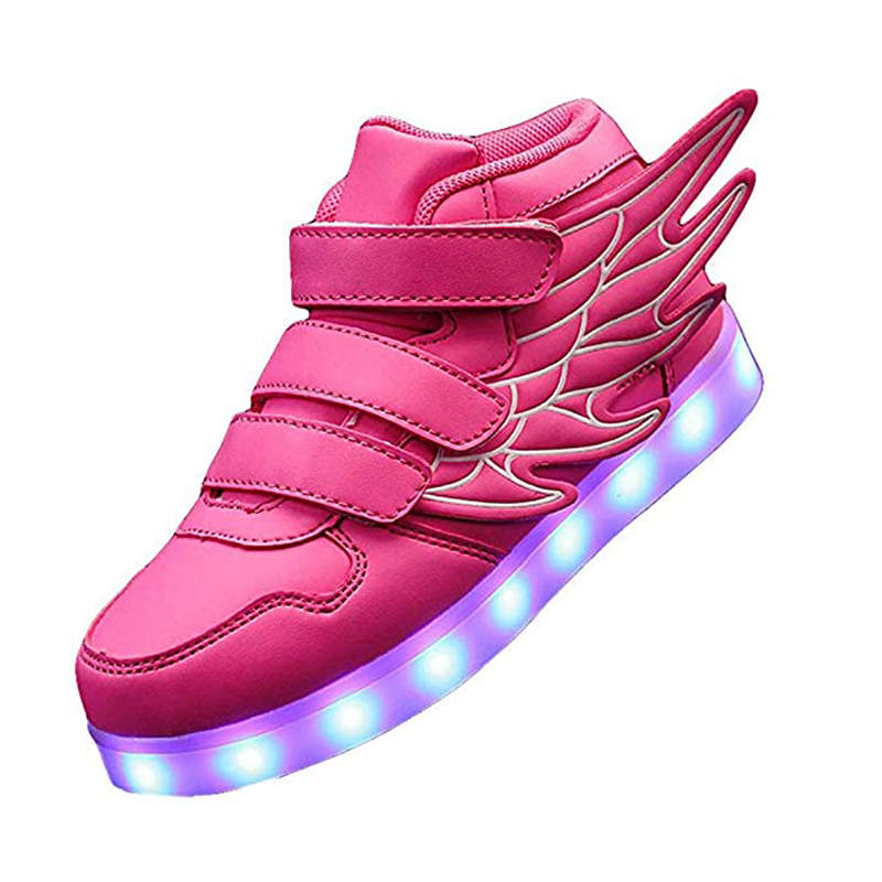 LED Light Sneakers USB Rechargeable Flashing Shoes for Boys Girls-Pink