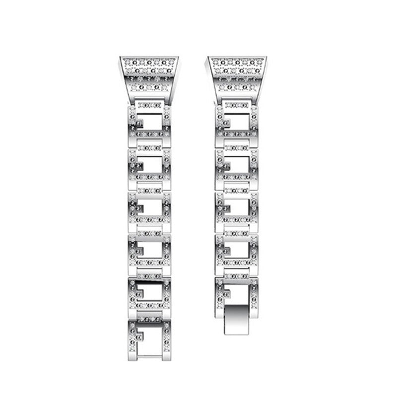 RZK Stainless Steel Watch Band Adjustable Wristband Replacement Sport Strap For Fitbit Charge 2 For Women-Silver