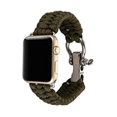 Nylon Rope Watch Band With Adjustable Size Outdoor Survival Stainless Steel Shackle For Apple Watch SE/6/5/4/3/2/1(Green)