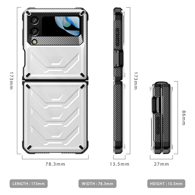 6.7inch Armored Full-Body Rugged Protection Case for Samsung Galaxy Z Flip 4-White