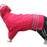 Dog Raincoat Lightweight Adjustable Windbreaker Hooded Jacket for Pets-Red