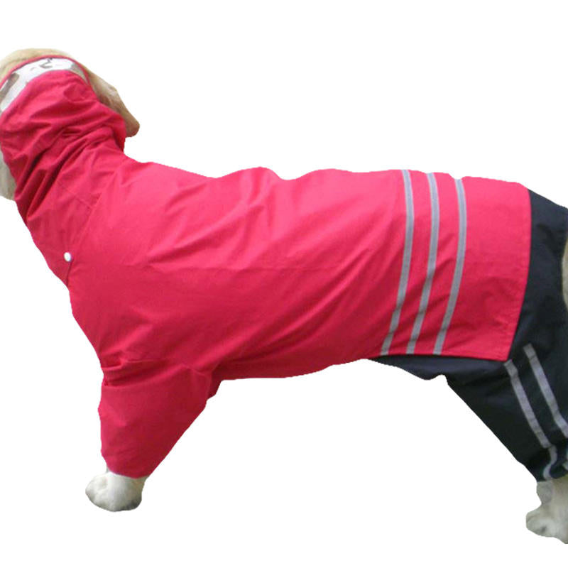 Dog Raincoat Lightweight Adjustable Windbreaker Hooded Jacket for Pets-Red