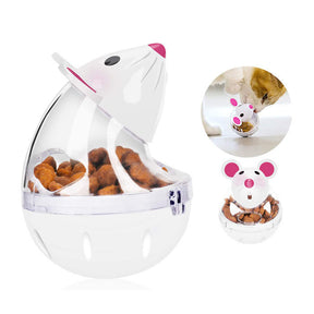 Small Cat Slow Feeder Cat Food Ball Mice Tumbler Shaped Pet Treat Ball-White