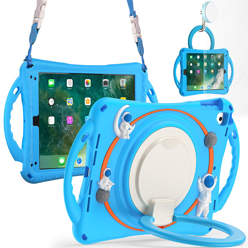 iPad Case Shockproof Case With Handle Stand Shoulder Strap for iPad 9.7 2018/2017/Pro9.7/Air2/Air-Blue