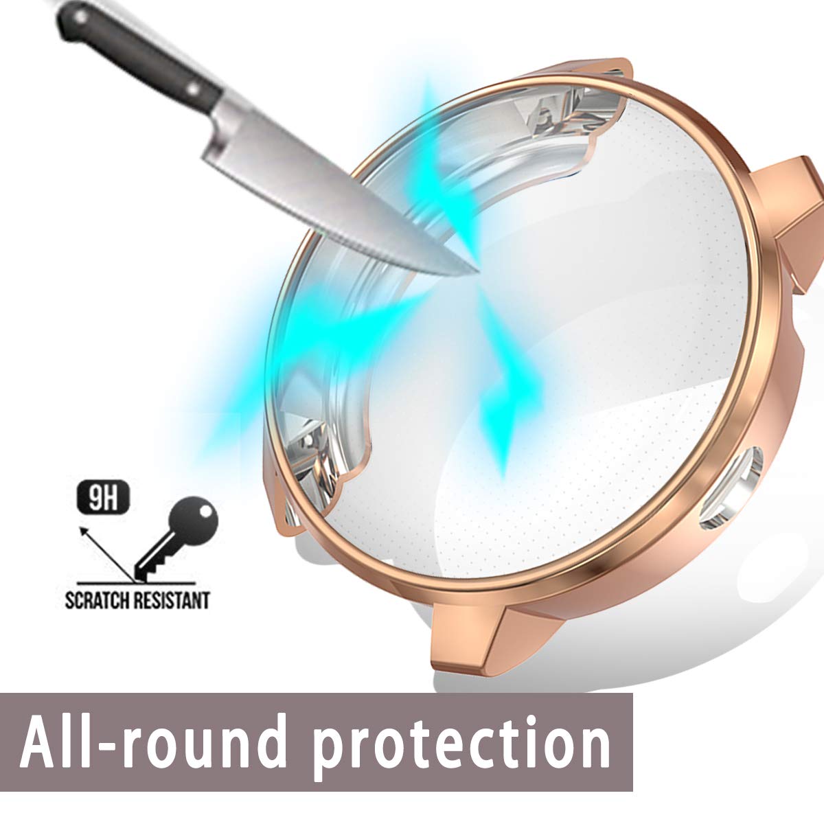 TPU Plated Scratch-Proof Full Cover Watch Case For Garmin Vivo Active3 Music-Rose Gold