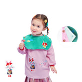 Cartoon Kids Corduroy Smock Detachable Bib for Drawing Cooking-Cherry Pink Rabbit