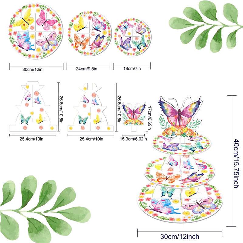 3 Tier Butterfly Cupcake Stand for 24 Cupcake Cute Party Supplies