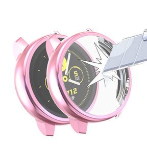 TPU Soft Slim Plating Full-Around Protective Watch Case Cover For Samsung Active-Pink