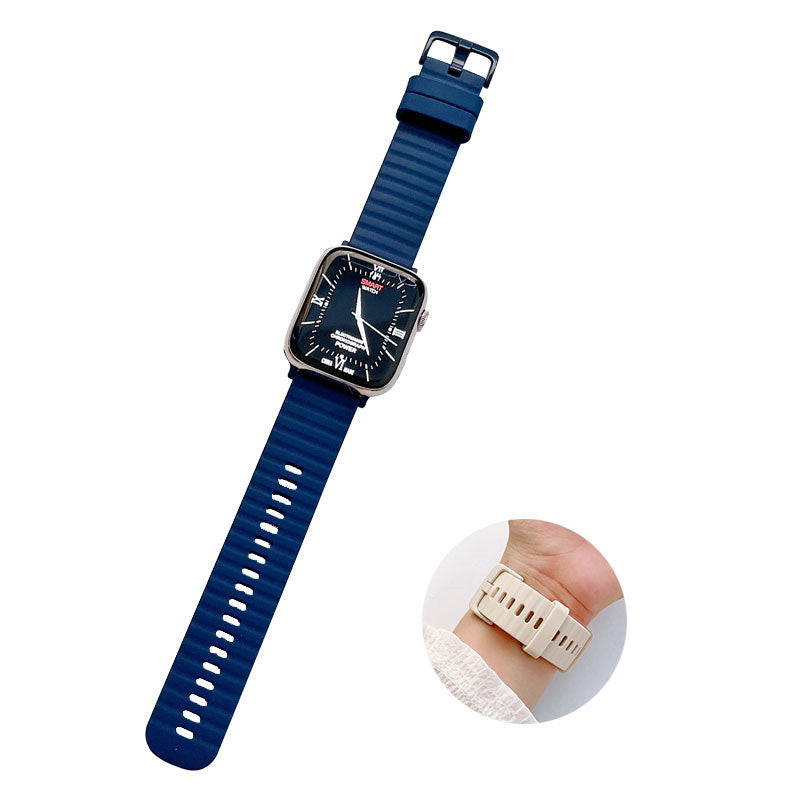 Silicone Wave Pattern Watch Band Compatible with Apple Watch- DarkBlue