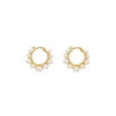 Womens Lightweight Artificial Pearl Gold Plated Hoop Earrings Jewelry Gifts