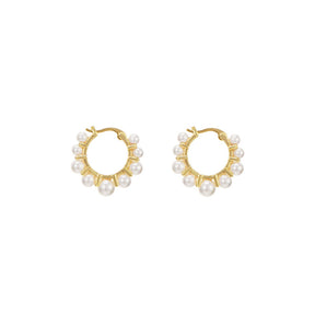 Womens Lightweight Artificial Pearl Gold Plated Hoop Earrings Jewelry Gifts