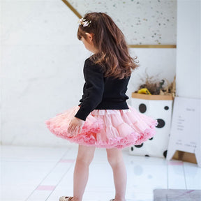 Toddler Girls Layered Tutu Skirt Solid Color Mesh Princess Ballet Dance Dress-OuFen