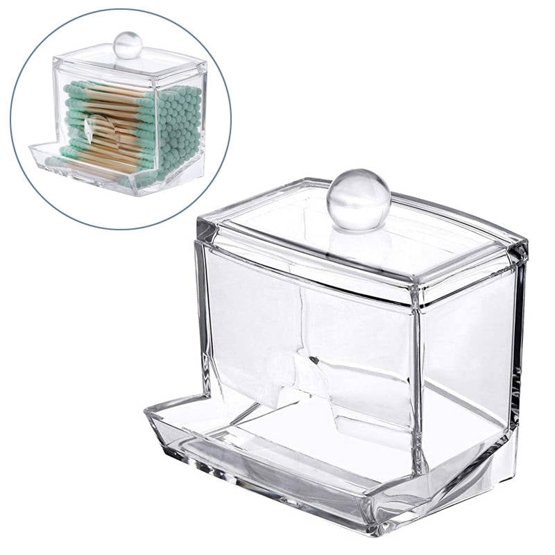 Cotton Swab Pads Holder  Cotton Buds Ball Dispenser Organizer Box Clear Acrylic Cotton Pad Container
