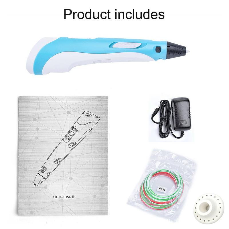 3D Drawing Printing Pen with LCD Screen PLA Filament for Kids-Blue