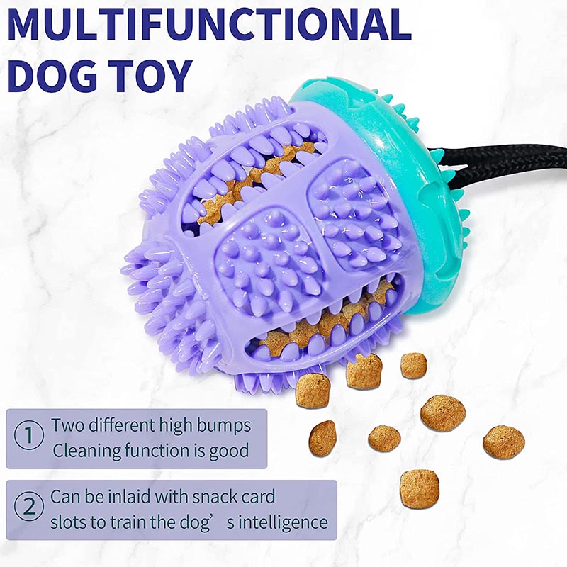 Dog Chew Suction Cup Toys Dog Tug of War Toys for Aggressive Chewers-CyanPurple