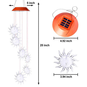 Sun Solar Wind Chimes Colors Changing Light for Garden Terrace-Red